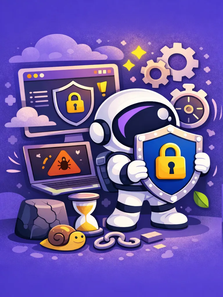 protection d'un site avec un bouclier, symboles de sécurité, alertes et risques liés aux plugins.